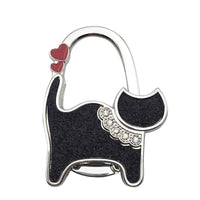 Découvrir le modèle Noir paillette Accroche sac à main chat love - modèle Noir paillette - AccrocheMonSac ™