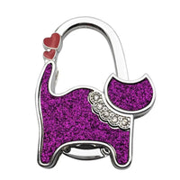 Découvrir le modèle Violet paillette Accroche sac à main chat magnifique - modèle Violet paillette - AccrocheMonSac ™