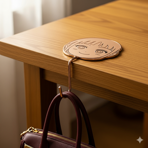 un porte sac, avec sac à main accrocher, décor de l'accroche sac à main manga