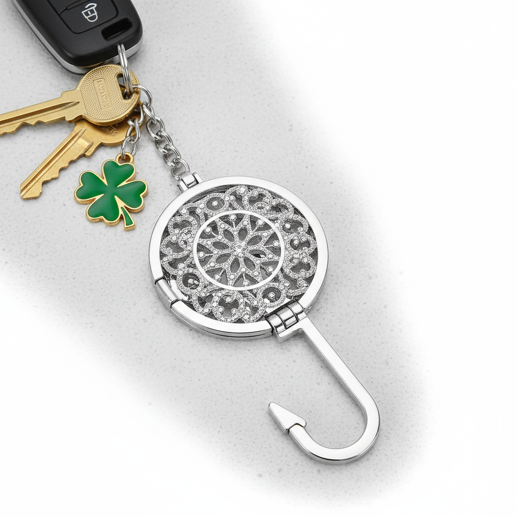 porte-clé porte sac à main argent