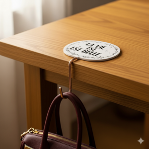 porte sac avec citation, la vie est belle, pour accrocher son a main en bord de table