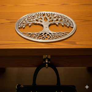 accroche sac à main incrusté de table arbre de vie