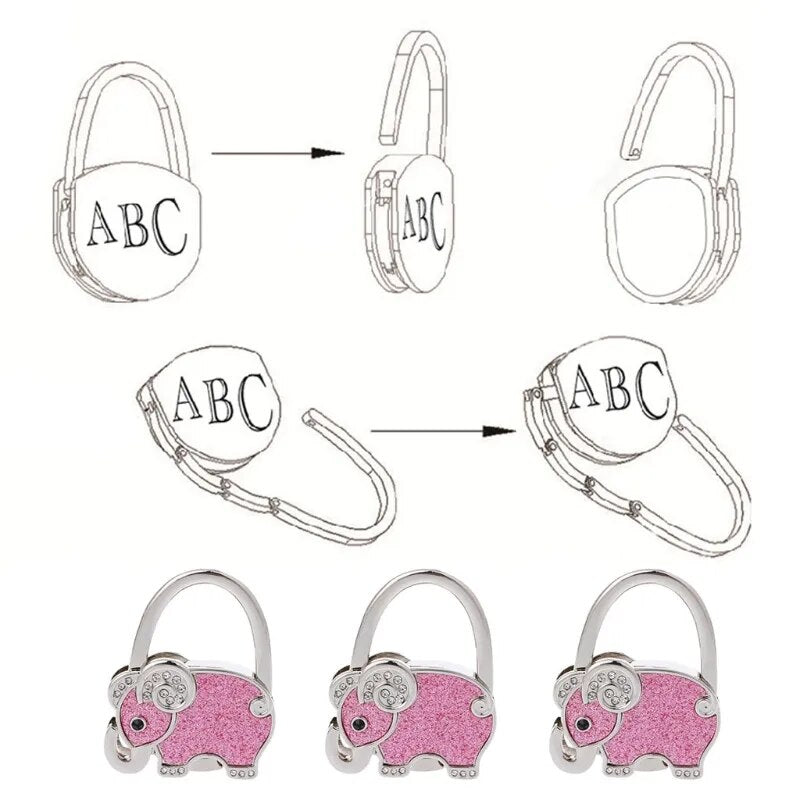 Accroche sac à main éléphant paillettes