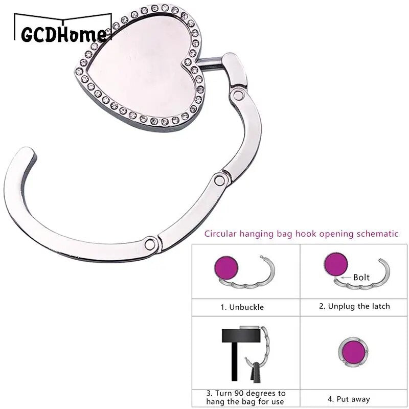 Accroche sac à main argent cœur