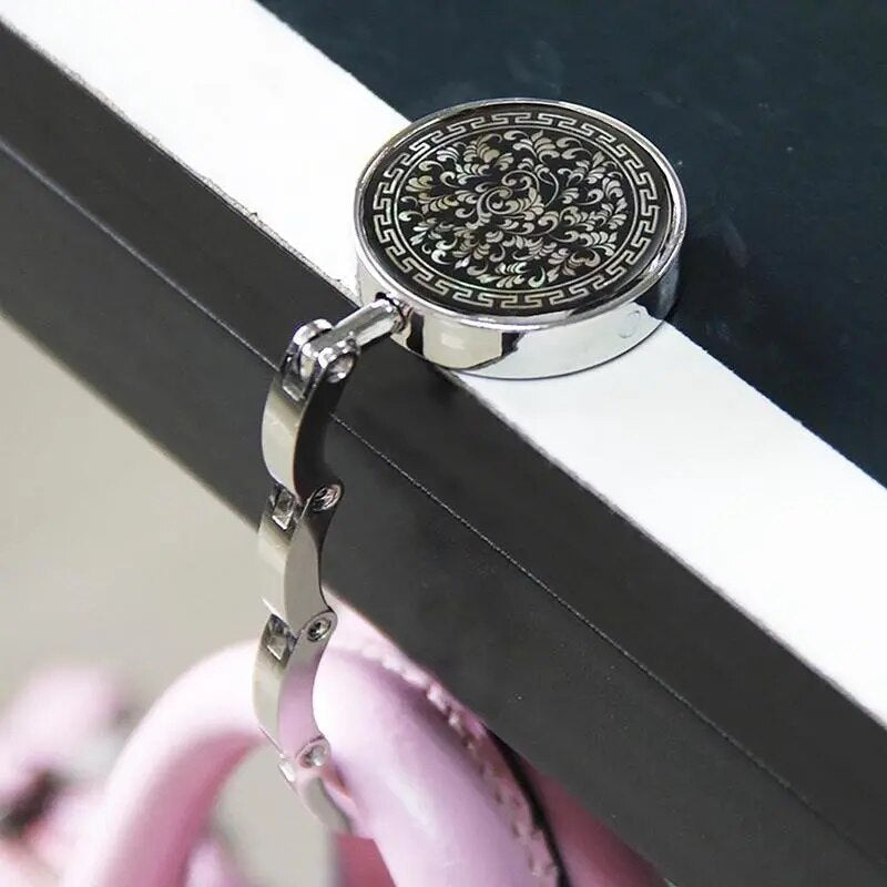 Porte sac et accroches sac à main repliable avec crochet et porte cle