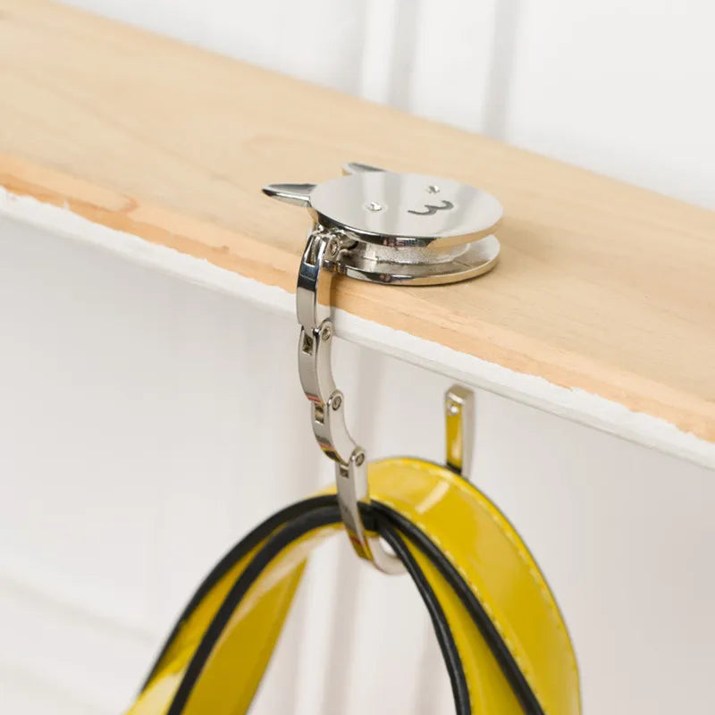 Accroche sac à main chat argent